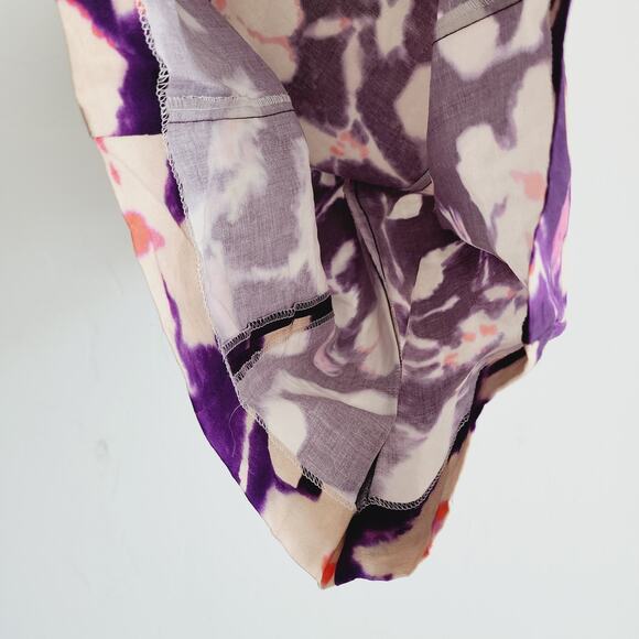 Zara Purple Floral Print Linen Spaghetti Strap Mini Dress Size Large - Picture 5 of 10
